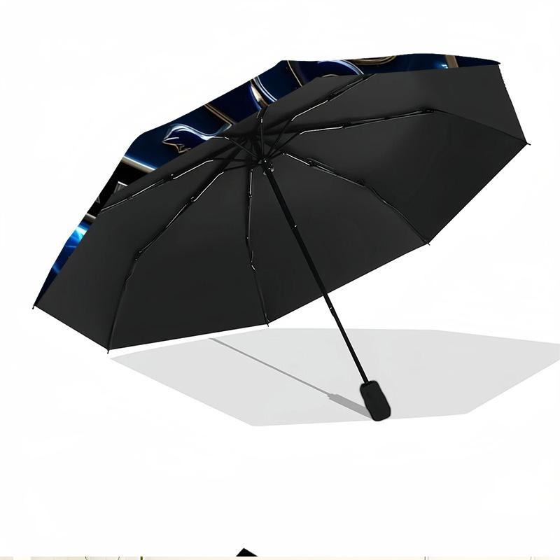 Football F Print Automatic Open Close Umbrella, Portable Foldable Umbrella, for Outdoor Commute Camping Trip, Ideal Birthday Gift