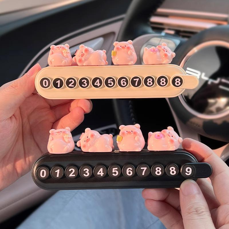 Adorable Pig Parking Phone Number Plate - Car Interior Ornament