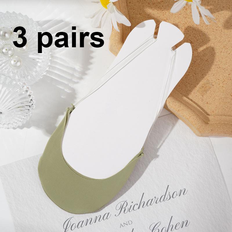3 Paar Halbhand-Sling-Socken aus Baumwolle für Damen, Sandalen mit hohen Absätzen, Sommer-Bootssocken, flache Öffnung, rutschfeste, unsichtbare Socken