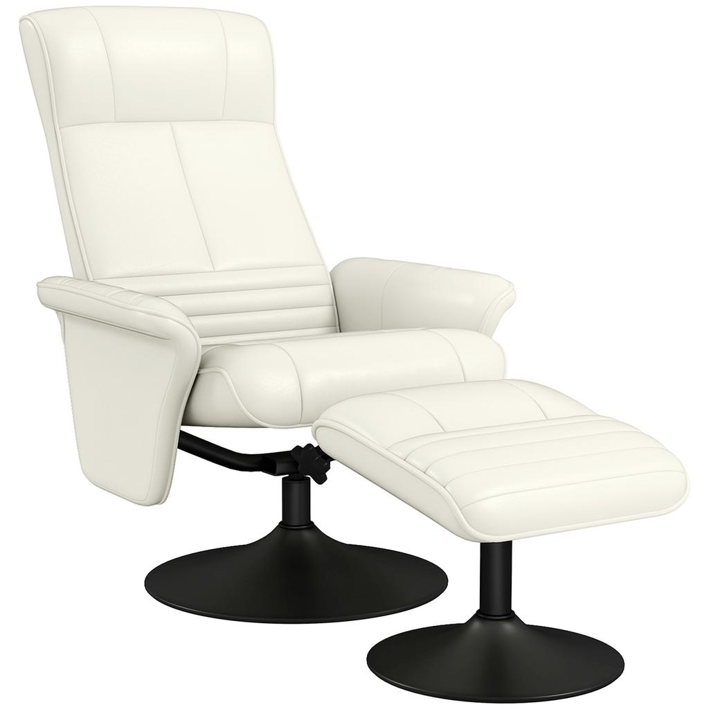 Recliner, TV Armchair with Stool, Swivel, Ergonomic, Microfiber Cloth Look, Up To 150 Kg, Cream White