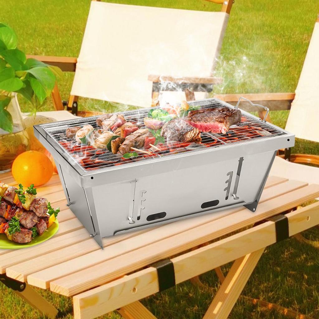 Kleiner Grill Outdoor Holzkohle Faltbar Verstellbare Höhe BBQ Werkzeugsets Für Outdoor Camping Picknick Strand Hinterhof Party Reisen