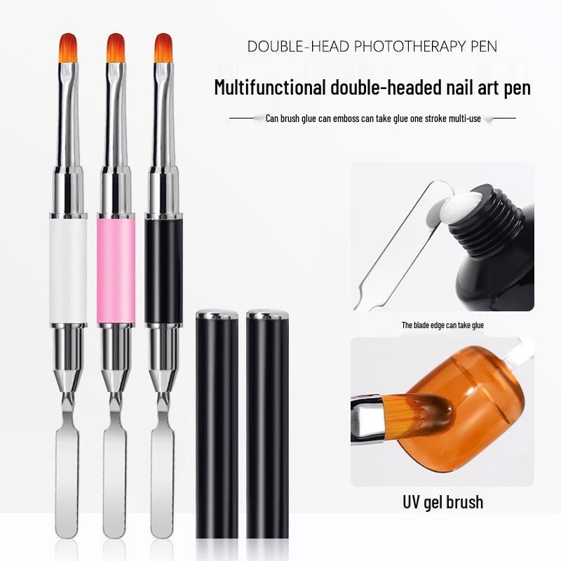 Nail Art Multifunction Double-Head Gel Pen: Quick Extension, Light Therapy, Pick-Up, Carving, Embossing Tools for Salon