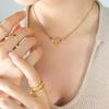 Korean Fashion Titanium Heart Clavicle Necklace with Double-Sided Texture