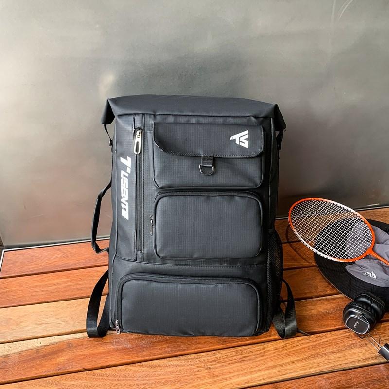 

Школьный рюкзак Спортивный фитнес-рюкзак Мужской и женский однотонный рюкзак для путешествий с алфавитом Большая вместимость Отделение для обуви Бадминтон чёрный