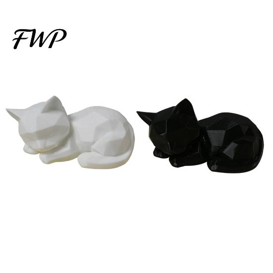 Fine Craftsmanship Figurine 3D Printed Sleeping Cat Figurines, Geometric Statue, Minimalist Cute Small Desk Decorations Art Crafts Decoration for Home