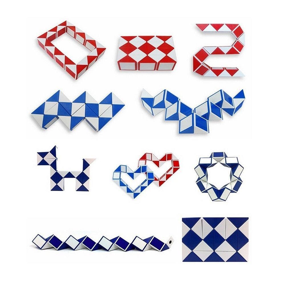 2Pcs/Set Creative Magic Snake Shape Toy Game 3D Cube Puzzle Twist Puzzle ToyS Gift Random Color