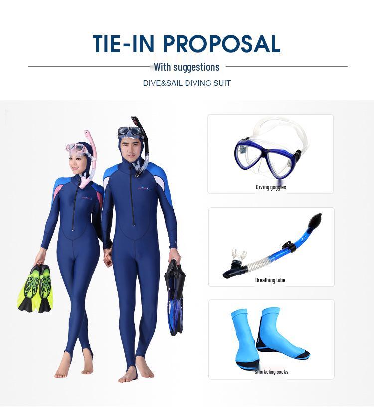 Divesail Unisex Long Sleeve Hooded Snorkeling Suit - Sun Protection, Waterproof, Jellyfish-Resistant Surfing Swimsuit