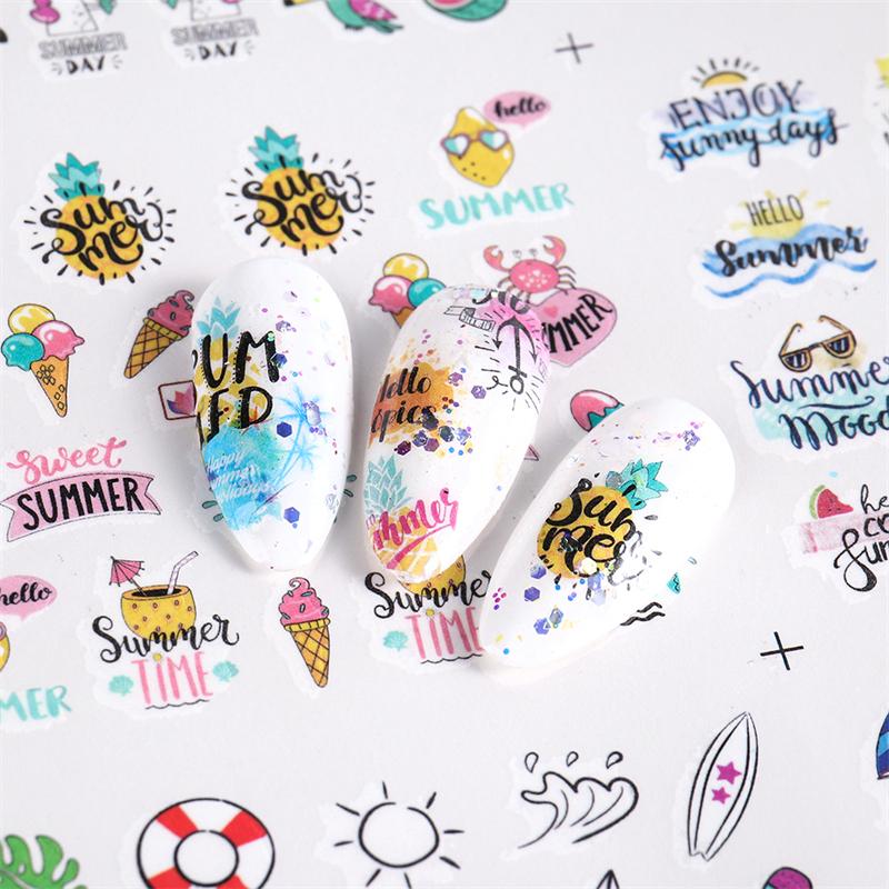 Summer 3D Nail Art Decal Coconut Tree Sunset Pattern Fashion Nail Art Decor Stickers