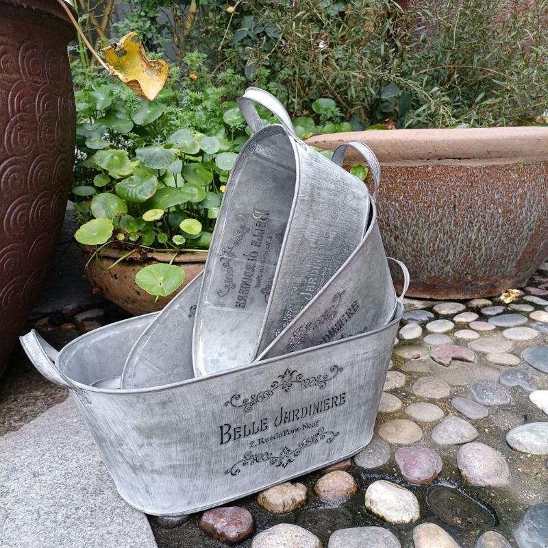 Y5JC Metal Bucket Planter With Double Handles Iron Flower Pot Metal Tray For Storage