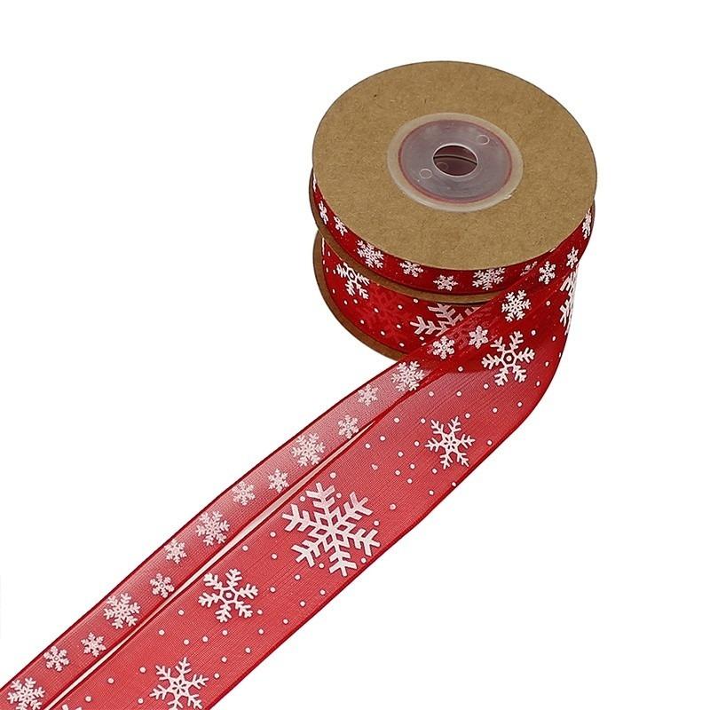 Christmas Organza Ribbon Snowflake Ribbons Handmade DIY Gift Wrapping Decoration Wreath Home Decor