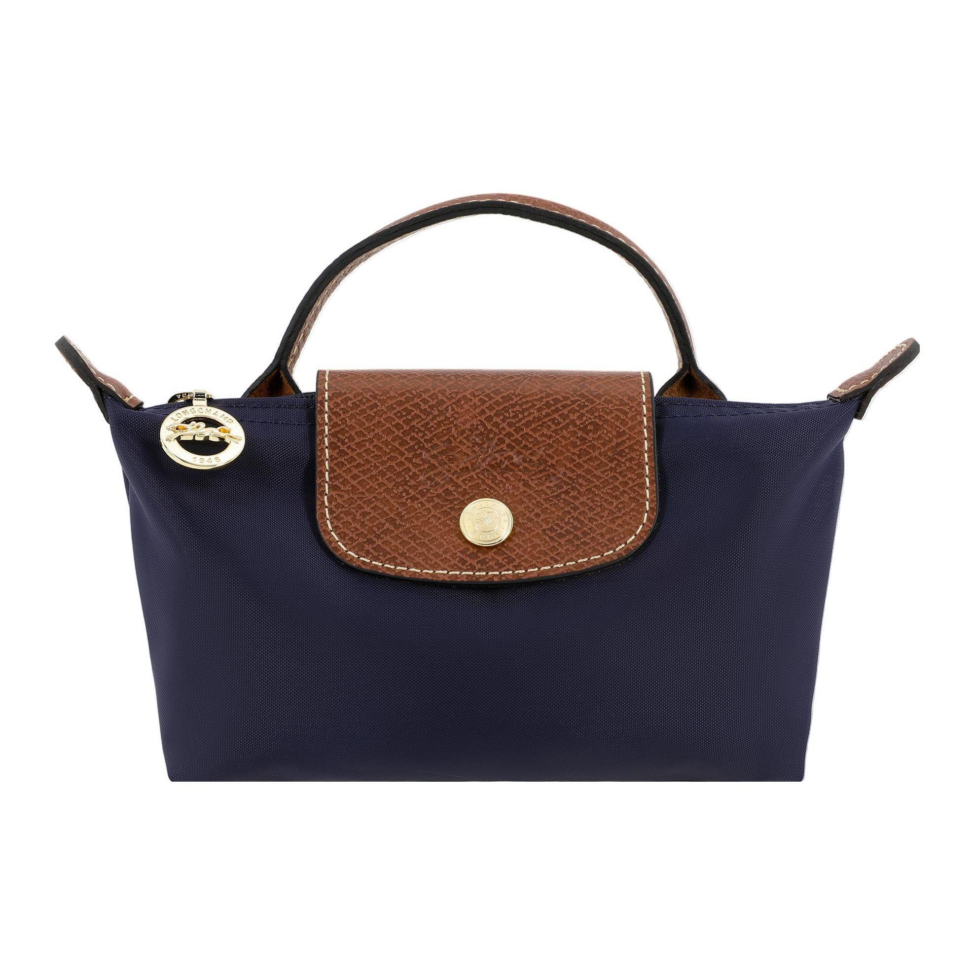 

Longchamp Le Pliage 17 Short Handle Canvas Makeup Pouch Mini Handheld Tote Bag Women Bags Navy-Blue 34175089556 Marine Blue