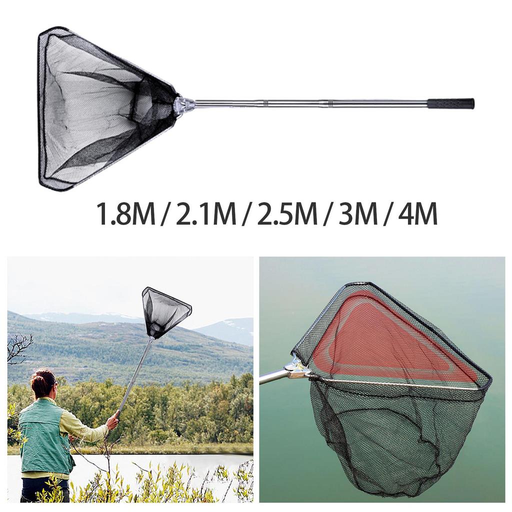 Floating Fish Net Foldable Pole Multifunctional Collapsing Handle Practical Accessories Stainless Steel for Adults and Children