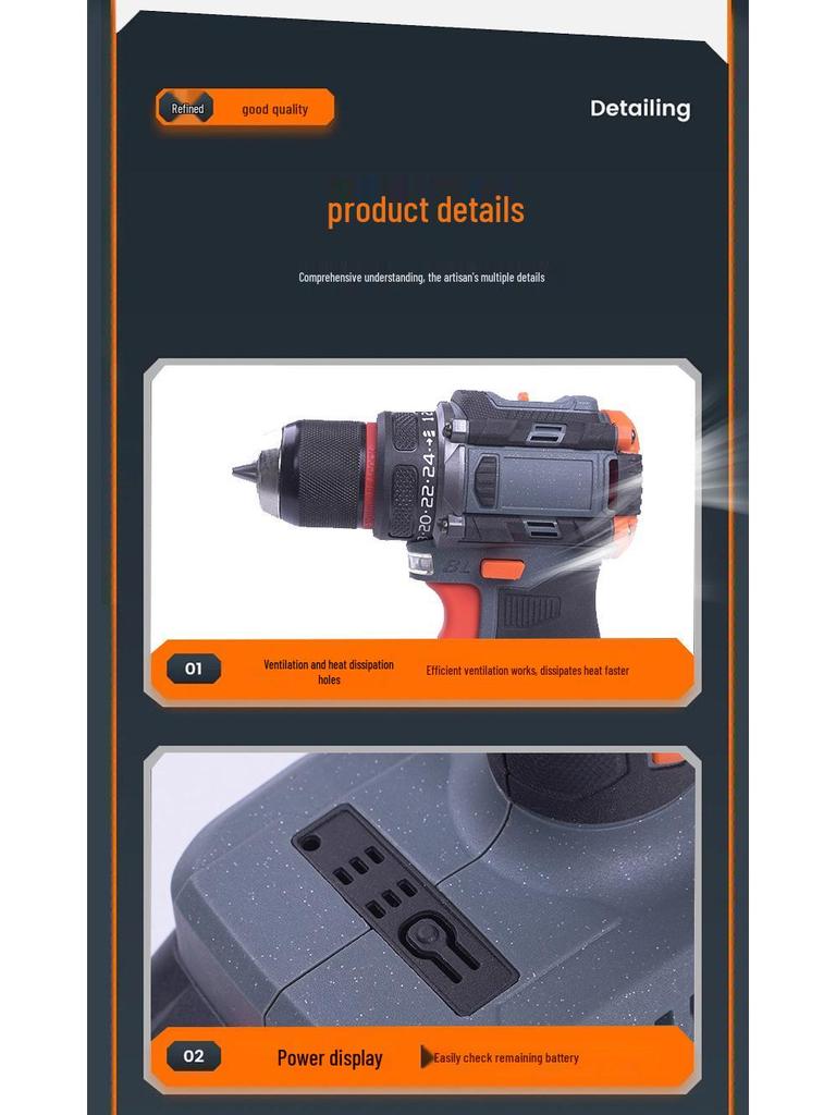 KQ-4815-21 Brushless Rechargeable Handheld Electric Drill with Lithium Battery