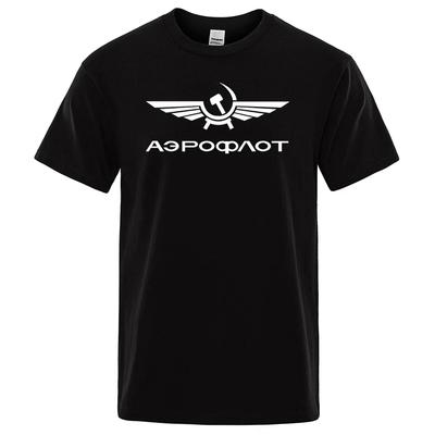 Aeroflot Aviation Russe Pilote Aerospace Aviateur T-Shirt Men Summer Cotton Short Sleeve Fashion Casual Clothes T Shirt 80272#Color