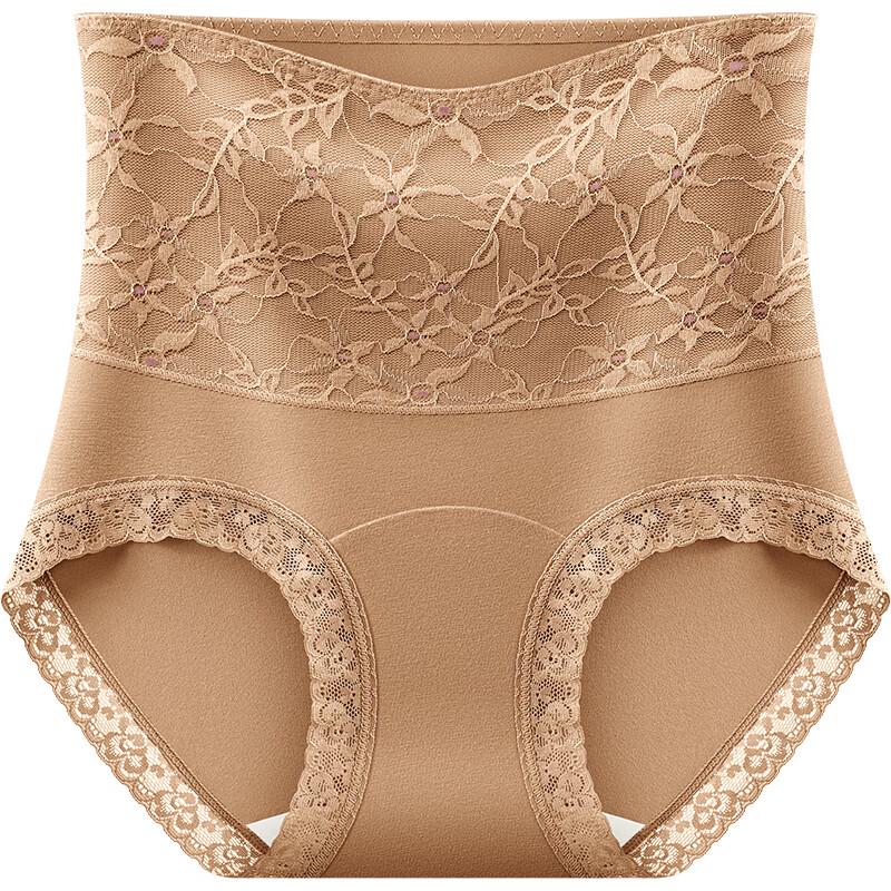 Women's High-Waist Lace Tummy Control Briefs with Antibacterial Cotton Crotch