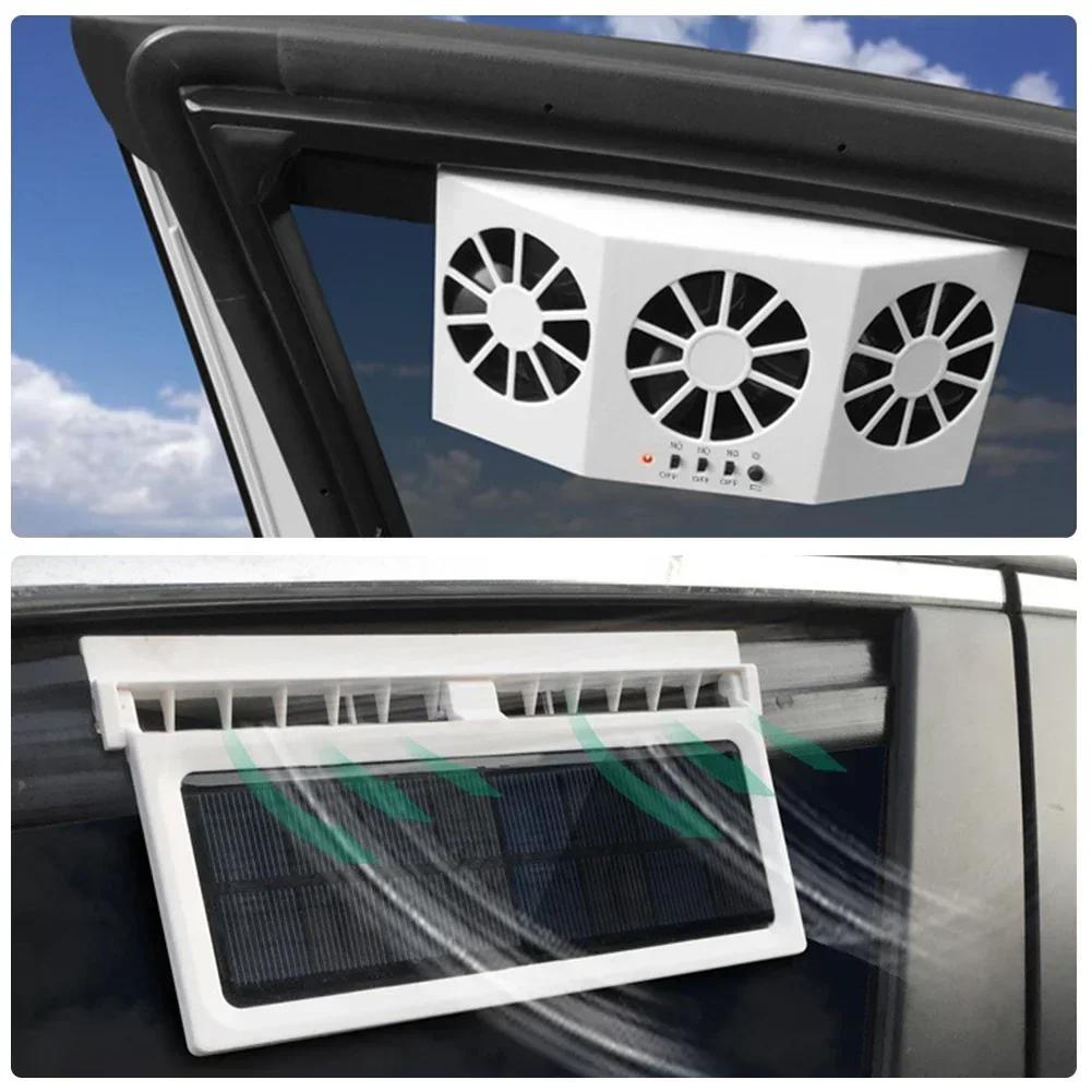 Car Exhaust Fan 3-Head Cooling Fan USB Powered Car Air Purifier Radiator Fan Window Vent Cool Ventilation Interior Accessories