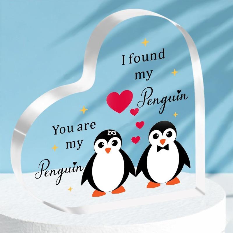 

Penguin Love Plaque - Adorable Valentine s & Anniversary Gift for Couples чистый