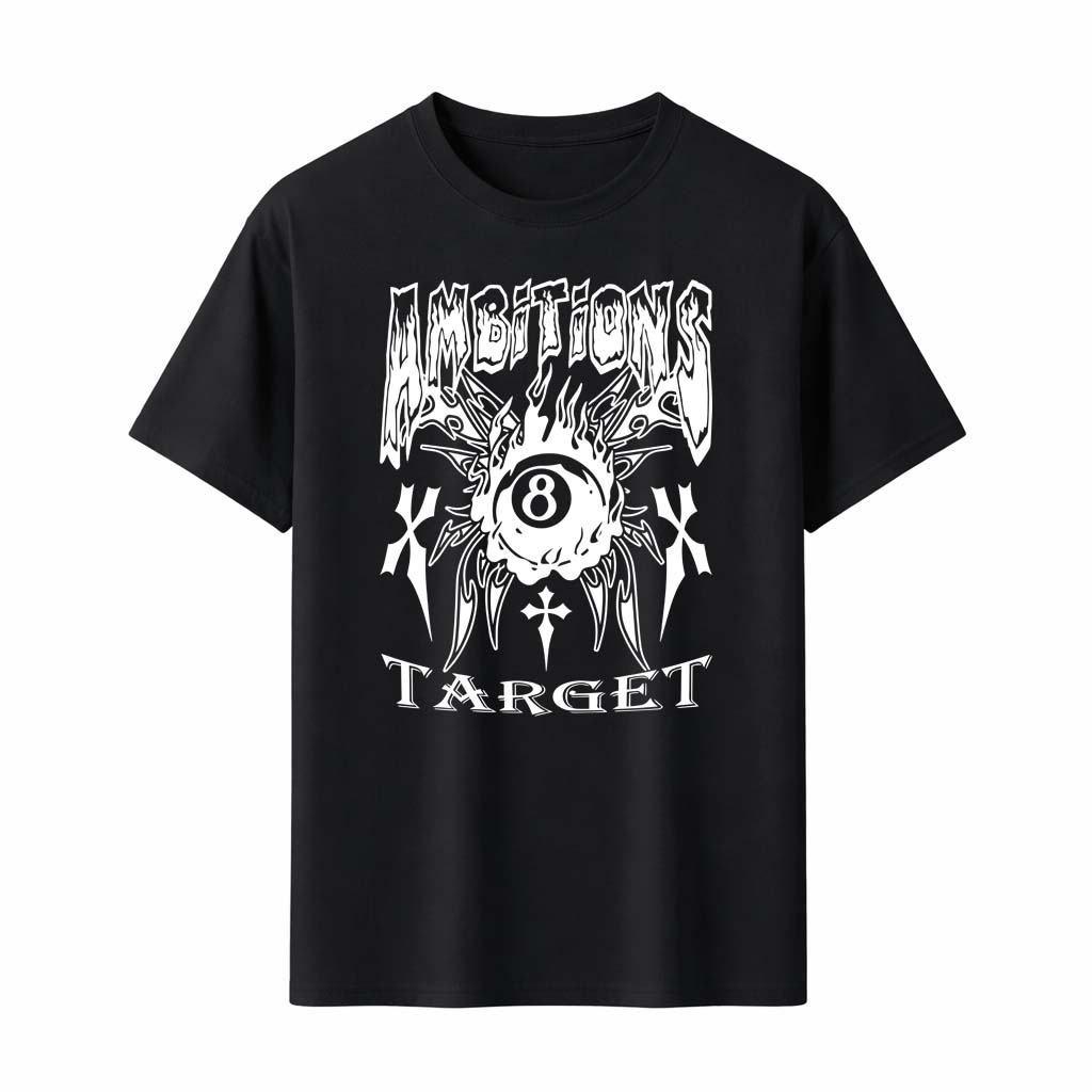 

Ambitions T-Shirt 8 Ball Flame Gothic Tee Billiards Pool Graphic Unisex Streetwear Top Black Metal Style Men Women Clothes - ... S разноцветный