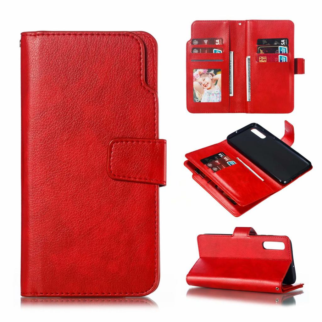 Suitable for Samsung A70 Crazy Horse Pattern Leather Case S10 Nine Card Photo Frame Card Wallet Holder Multifunctional A50 Shell