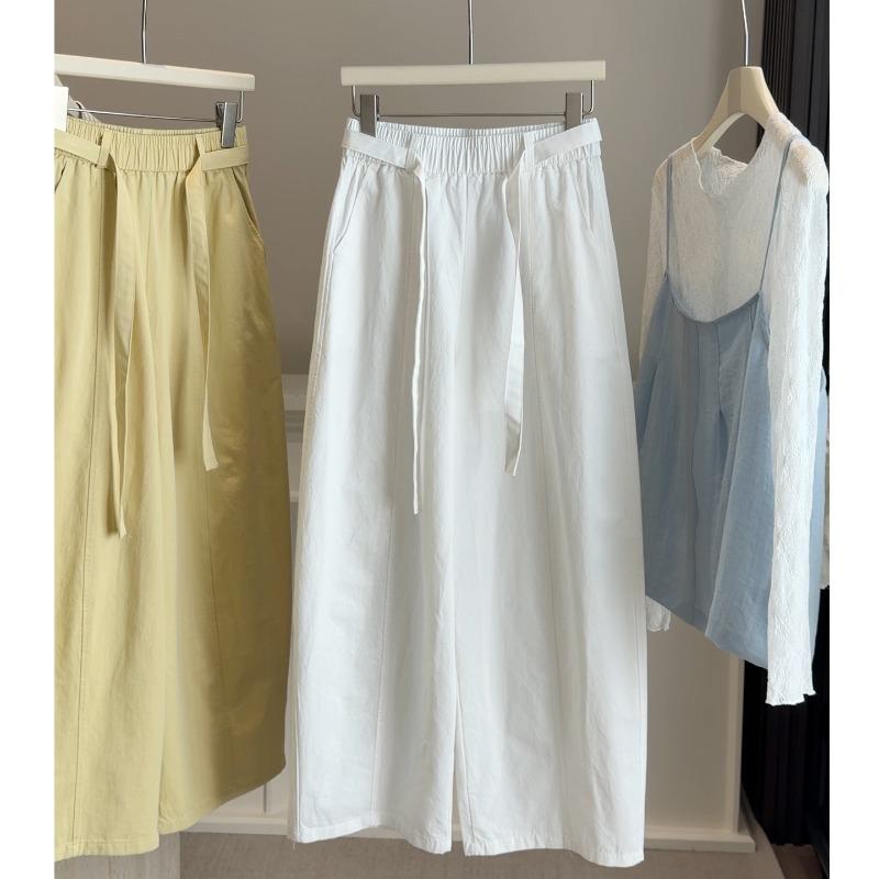 Japanese and Korean Washed Cotton Loose Wide-leg Scimitar Pants Women's Spring and Autumn New French Loose High-waisted and Thin Casual Pants