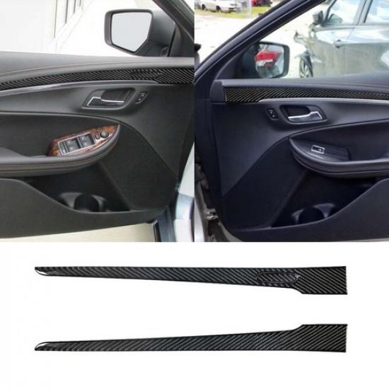 3Pcs Carbon Fiber Interior Front Door Panel Cover Trim For Chevrolet Impala