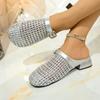 Hollow half slippers women off the shelves wear 2025 new versatile flat-bottomed slippers mesh cool slippers