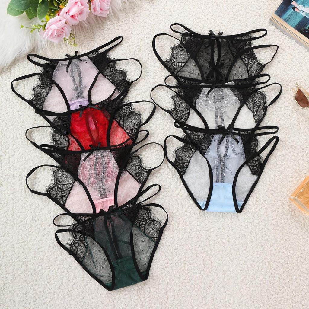 Lace Jacquard Mesh Briefs: Low Waist, Sheer Temptation Women's Panties
