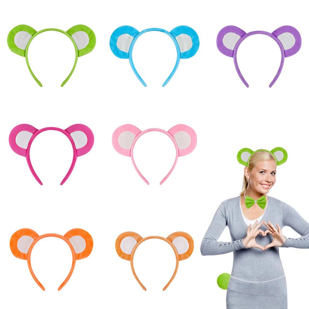 Cartoon Bear Ears Headband Bows Tie Mini Skirt Fashionable Soft Fabric Hair Accessory for Women and Kids
