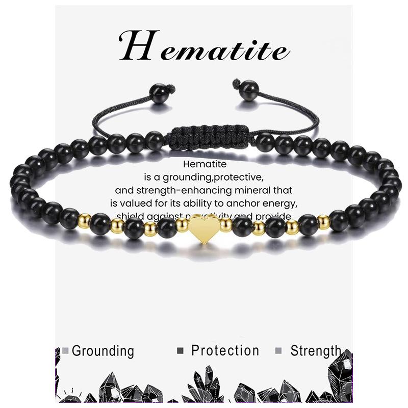 4mm Amazon stone, bracelet, natural stone, crystal bead, heart-shaped pendant bracelet, women s jewelry