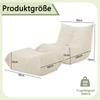 Lazy sofa with backrest and footstool, soft teddy fur bean bag floor reading chair, comfortable for living room, bedroom, study, apartment, Beige