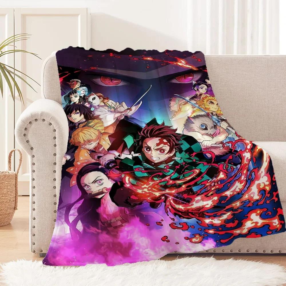 Throw Blanket for Sofa Luxury Throw Blankets Characters D-Demon Slayer Fluffy Plaid Large Blanket King Size Cobija Home Interior