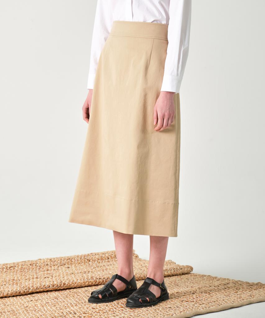 JUN BY JUN K A-Line Midi Skirt_Beige