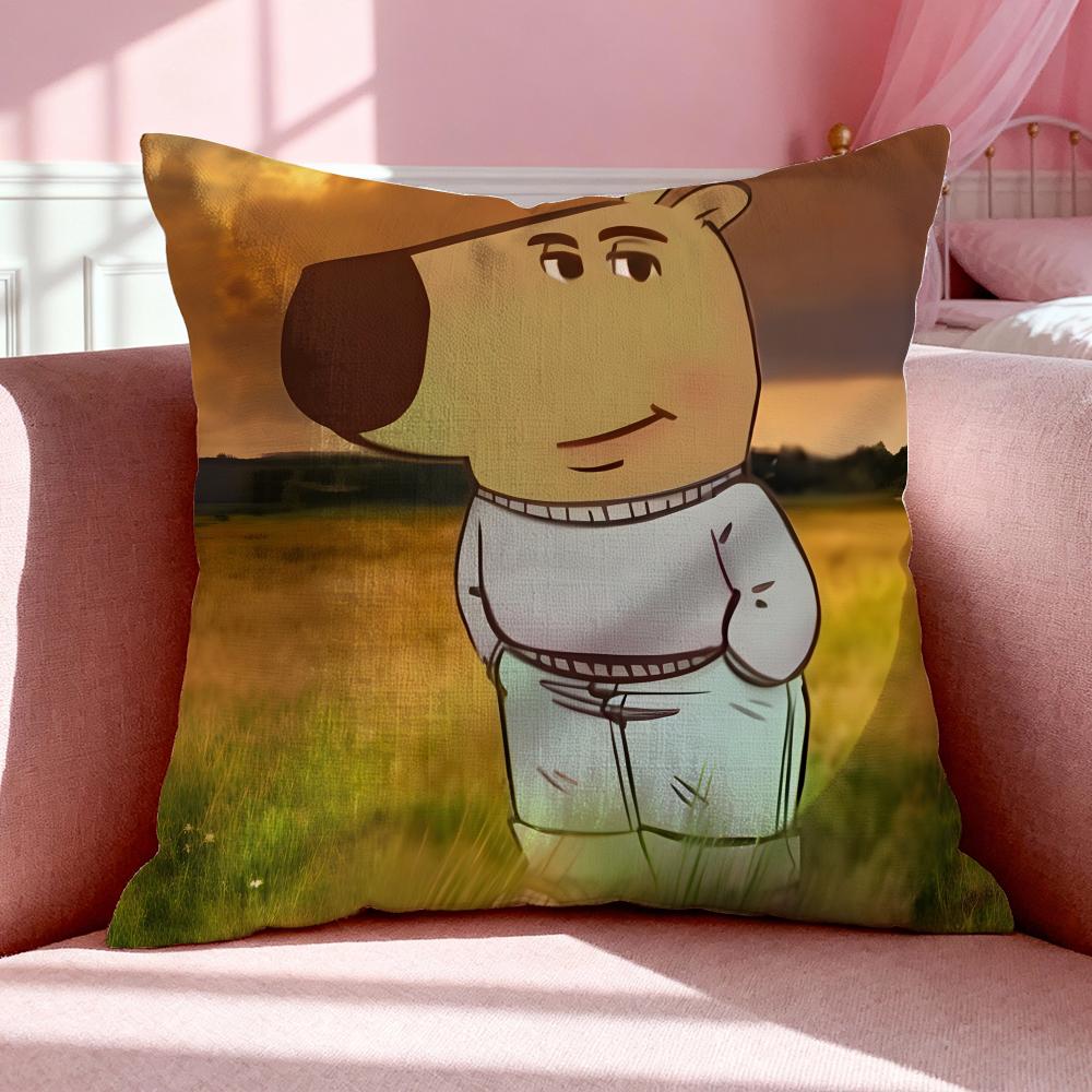 Character C-Chill Guy Cushion Cover Breathable Linen Pillowcase Summer Odorless Eco-Friendly Invisible Zipper Washable