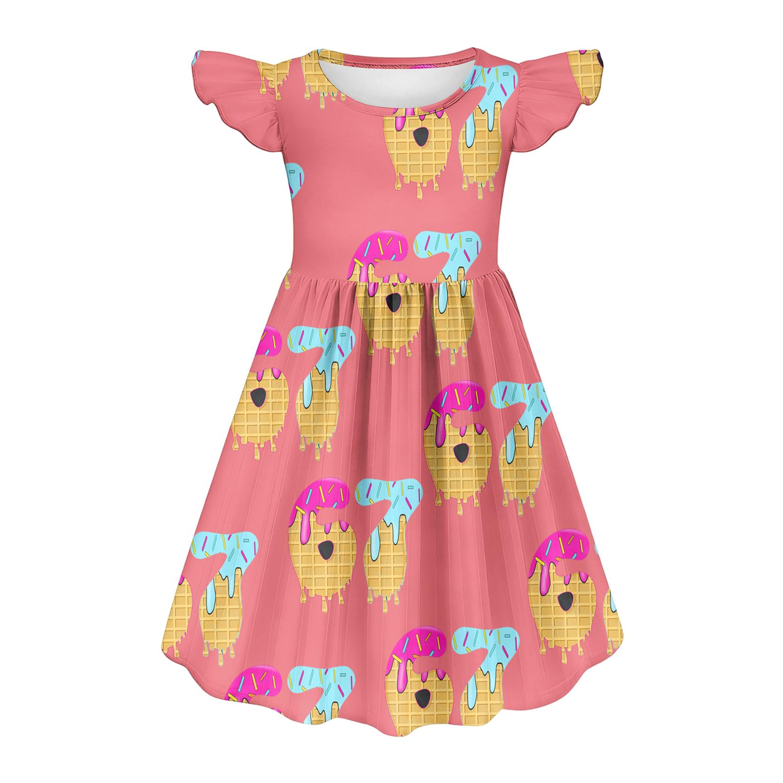 

Girls Toddler SleeveDress Dresses Printed Party School Dresses Clothes For Girls 160 рожевий
