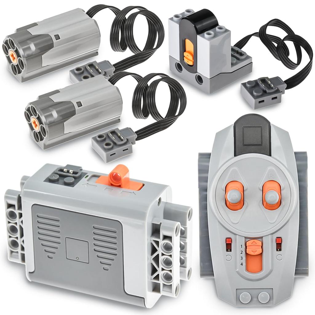 Cobers 5-Piece Power Function Set Compatible with Major Brand Technic Parts Motor Set IR Receiver Remote Control AA Box