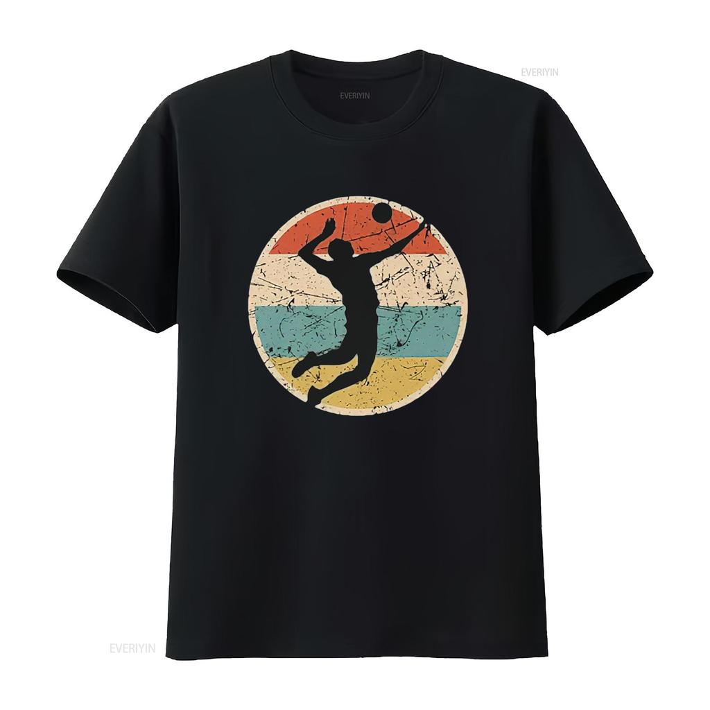 Mens Volleyball Player Team Fun Retro Vintage Colors Cool T Shirt Black M Vintage Washed Slightly Fashion Unisex Graphic Homme