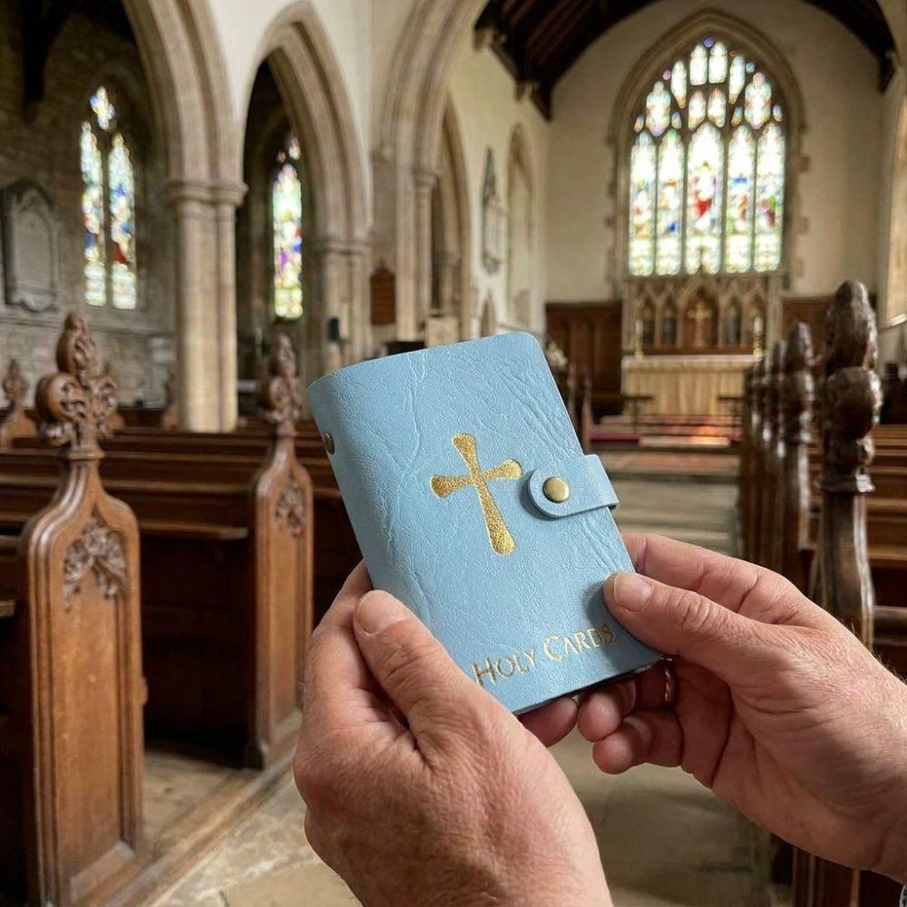 40 Slots Prayer Card Holder PU Leather Mini Saints Cards Wallet Unisex Card Collection Case  Travel