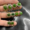 Women's Spinach Green Jade Ring with Vacuum Electroplating