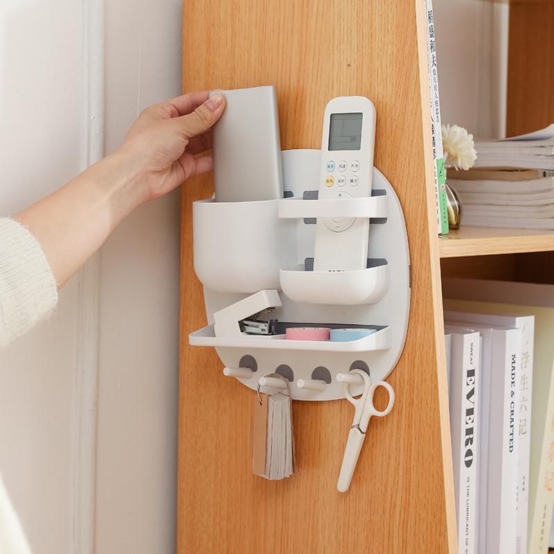 Home Wall-mounted Storage Rack Without Drilling Holes, Multi-compartment Storage Key Rack, Multi-functional and Creative Wall Storage Rack