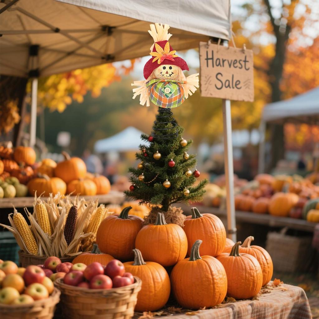 Thanksgiving Miniature Tree Decorations, Scarecrow, Fall Christmas Tree Decorations, Home Party Supplies Decorations