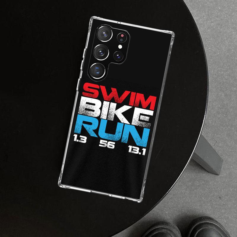Triathlon Schwimmen Radfahren Laufen Handyhülle Cover für Samsung Galaxy S26 S25 Edge S24 S23 Ultra S22 Plus S21 FE S20 + Kunst Individuell Fund