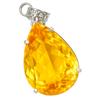 925 Sterling Silver 100 Ct Orange Topaz CERTIFIED Pear Cut Pendant Free Gift AI-86-NS