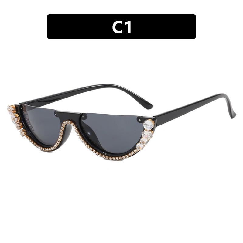 2023 Semi-Rimless Rhinestone Sunglasses - New Trendy European & American Street Style, Internet Celebrity-Inspired