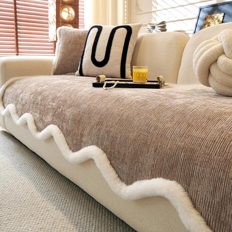 

Новая подушка для дивана в кремовом стиле, неправильной формы, всесезонная, универсальная, противоскользящая, пыленепроницаемая, тканевый чехол для подушки дивана с прямыми линиями 70x70cm 1pcs