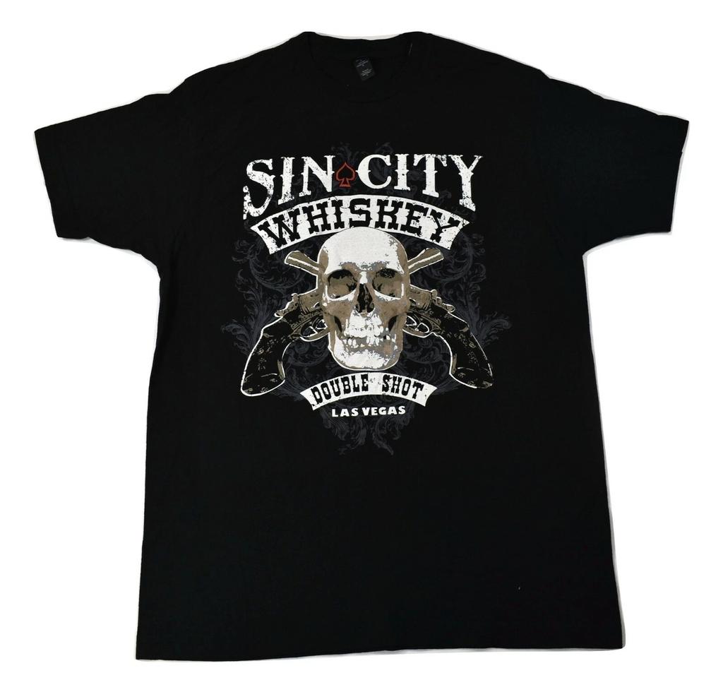 Get Down Art Mens Sin City Whiskey Double Shot Las Vegas Tee Shirt New L