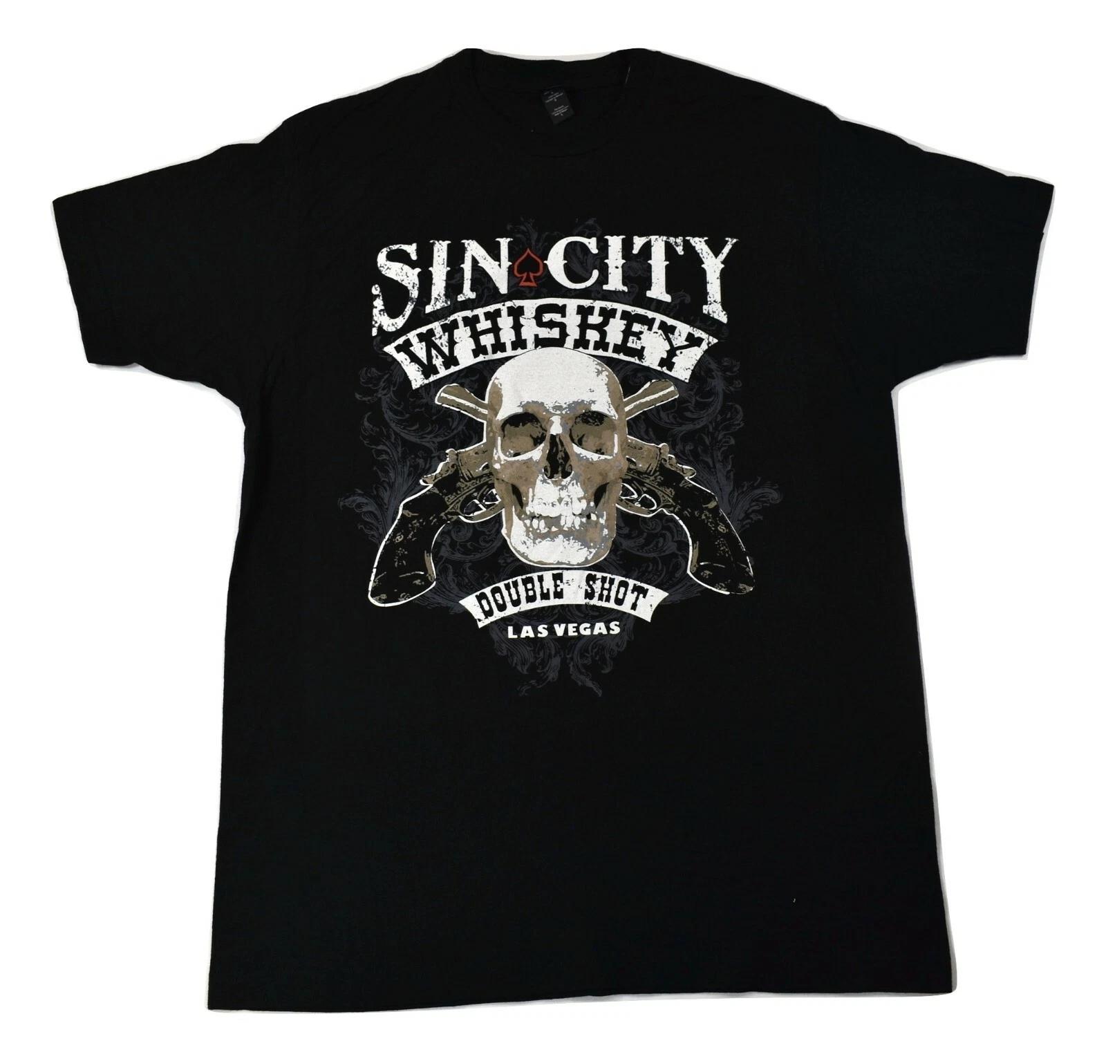 

Get Down Art Mens Sin City Whiskey Double Shot Las Vegas Tee Shirt New L S