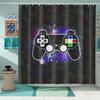 Boy Room Video Gamepad Printed Shower Curtain, Toilet Bathroom Bathtub Decorative Shower Curtain With 12 Hooks