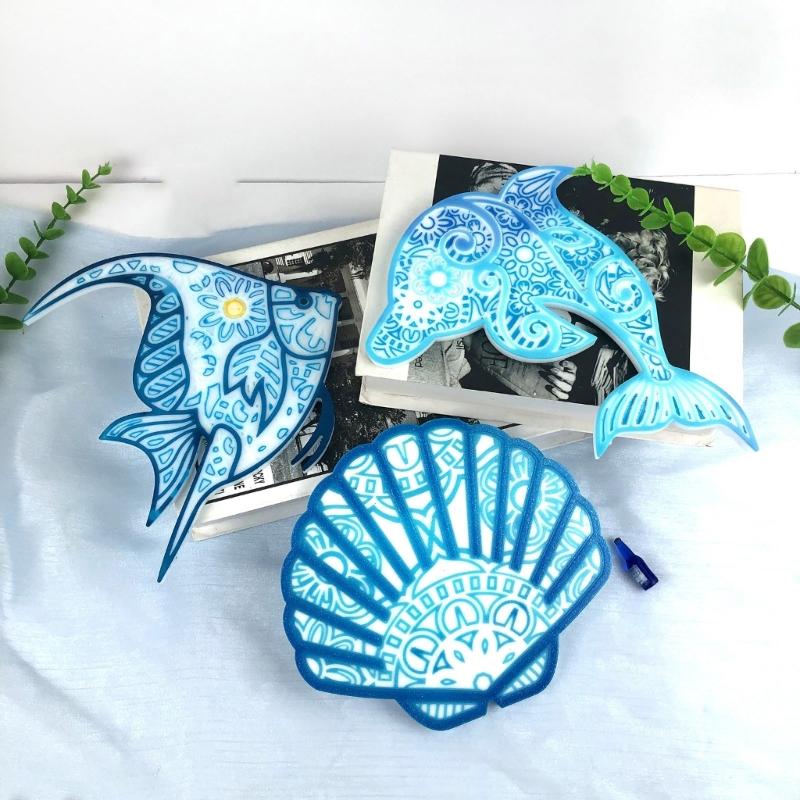 Stereo Wandbehang Silikonform Valentinstag Seepferdchen Delfin Dekoform DIY Desktop-Ornamente Anhänger Epoxidharzform