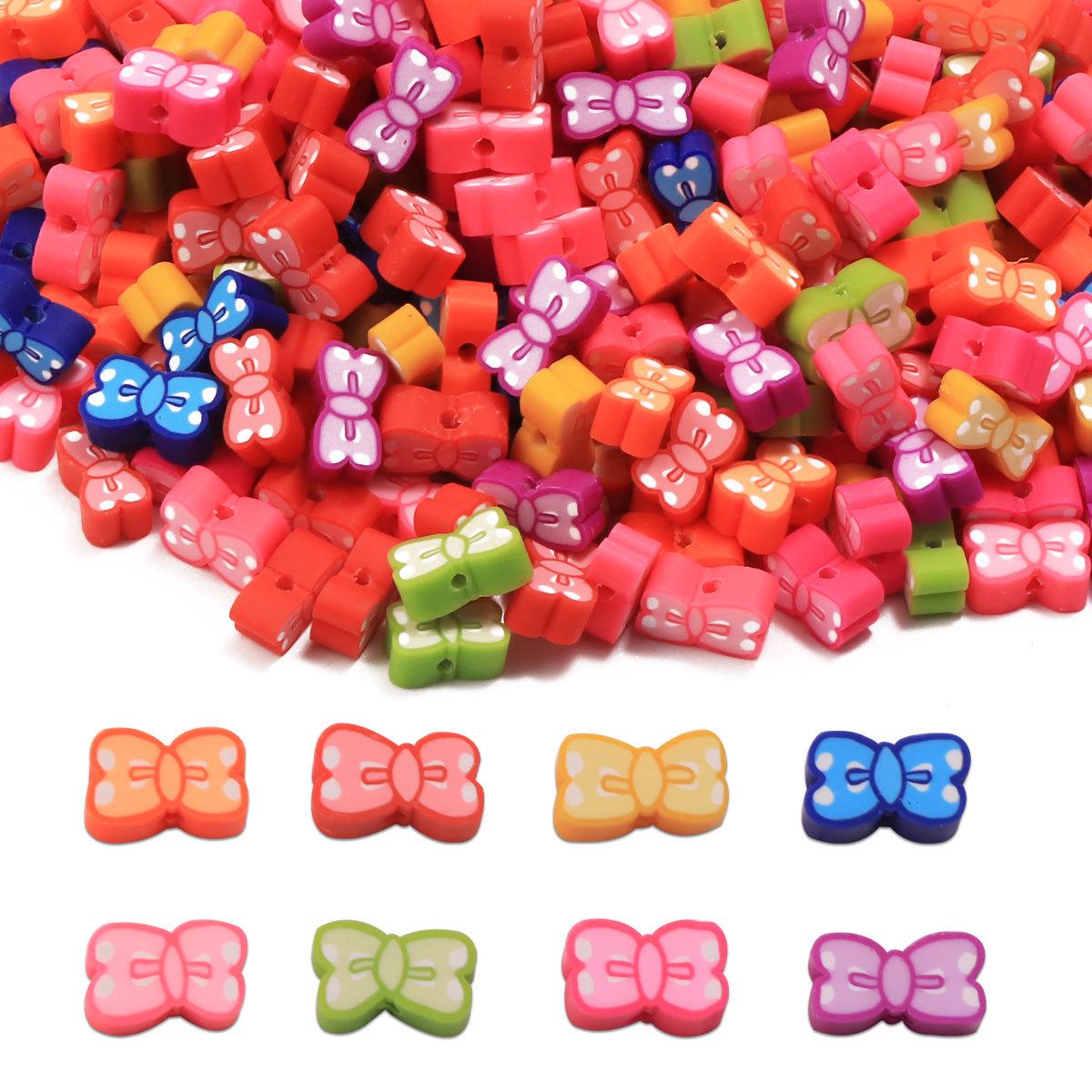 

Polymer Clay Bow Tie Beads DIY Jewelry Accessories for Bracelets, Necklaces, Wristbands, etc. - Pack of 100 Pieces RT028
