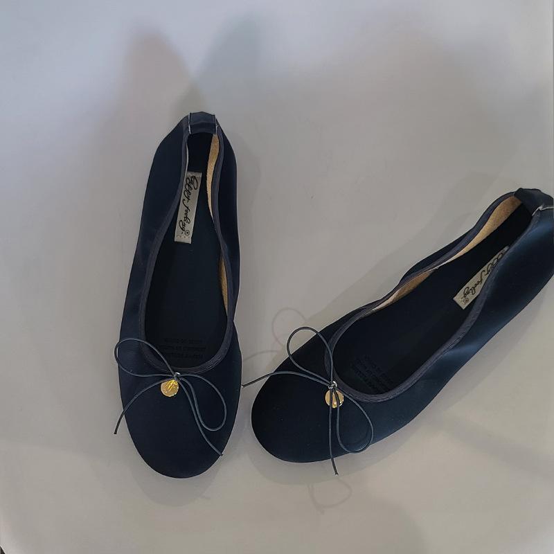 

Плоские мягкие туфли-бини на подошве, одинарные туфли, женская обувь, новые балетки с бантом, туфли для бабушки 40